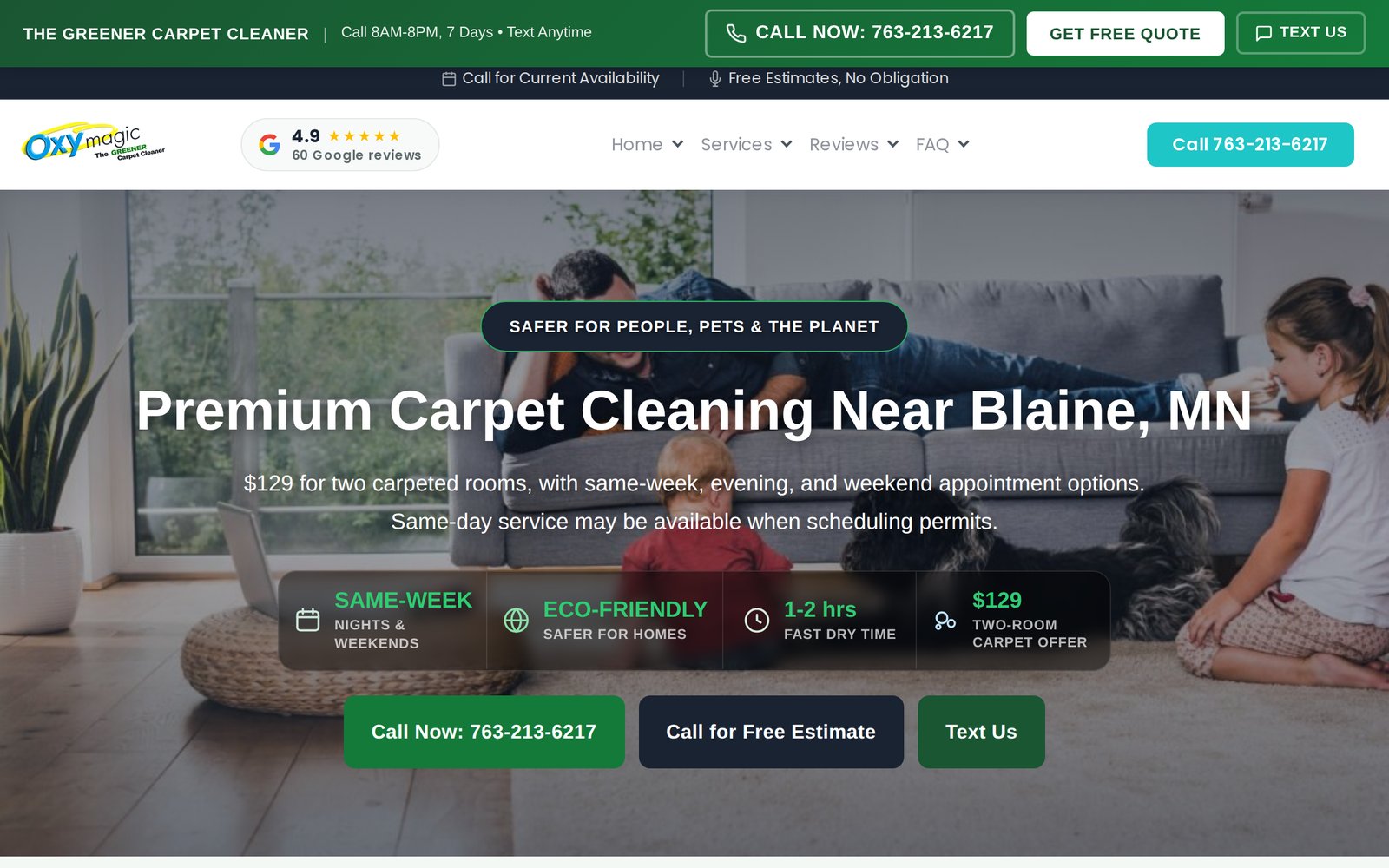 OxyMagic Carpet Cleaning website